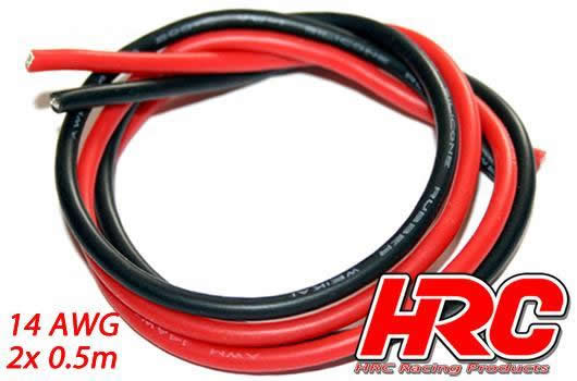 HRC Racing - HRC9531 - Cavo - 14 AWG / 2.0mm2 - Argento (400 x 0.08) - Rosso and Nero (0.5m ogni)