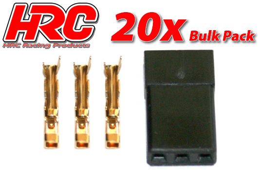 HRC Racing - HRC9211B - Connector - Gold - Servo - JR plug - Male - BULK 20 pcs