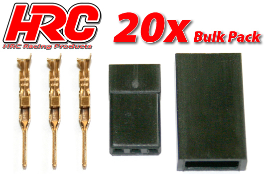 HRC Racing - HRC9212B - Connector - Gold - Servo - JR plug - Female - BULK 20 pcs