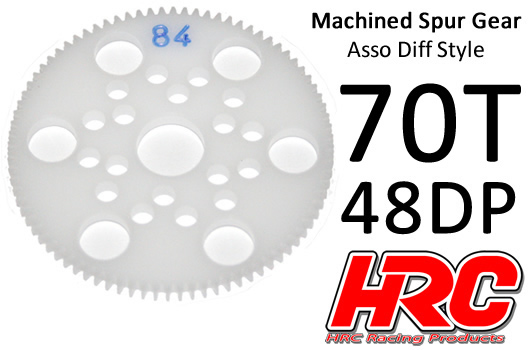 HRC Racing - HRC74870A - Spur Gear - 48DP - Low Friction Machined Delrin - Diff Style -  70T