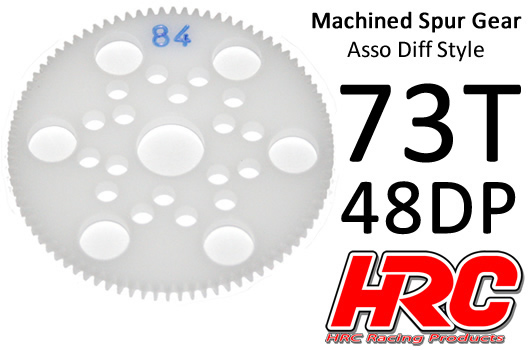 HRC Racing - HRC74873A - Spur Gear - 48DP - Low Friction Machined Delrin - Diff Style -  73T