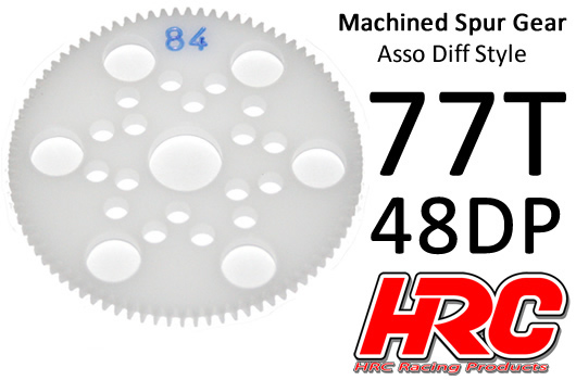 HRC Racing - HRC74877A - Spur Gear - 48DP - Low Friction Machined Delrin - Diff Style -  77T