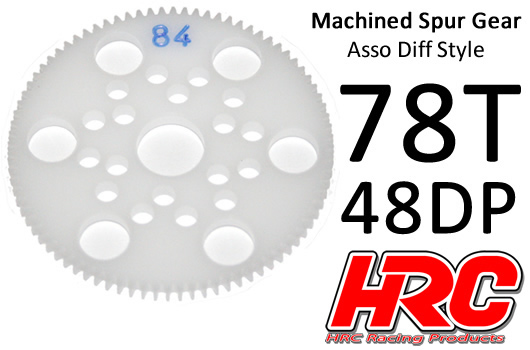 HRC Racing - HRC74878A - Spur Gear - 48DP - Low Friction Machined Delrin - Diff Style -  78T