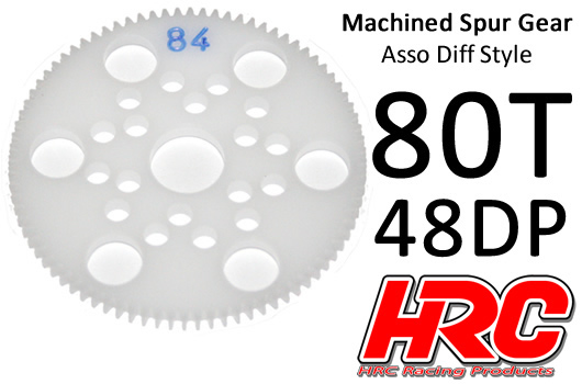 HRC Racing - HRC74880A - Spur Gear - 48DP - Low Friction Machined Delrin - Diff Style -  80T