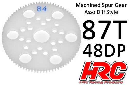 HRC Racing - HRC74887A - Spur Gear - 48DP - Low Friction Machined Delrin - Diff Style -  87T