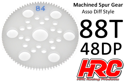 HRC Racing - HRC74888A - Spur Gear - 48DP - Low Friction Machined Delrin - Diff Style -  88T