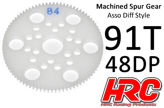 HRC Racing - HRC74891A - Spur Gear - 48DP - Low Friction Machined Delrin - Diff Style -  91T