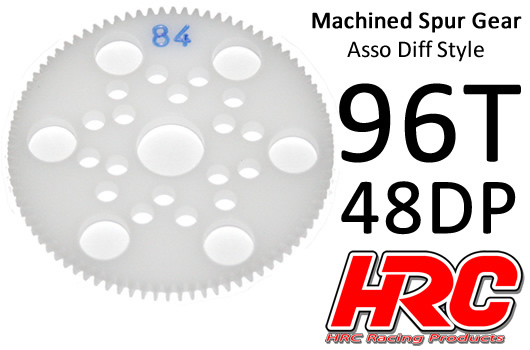 HRC Racing - HRC74896A - Spur Gear - 48DP - Low Friction Machined Delrin - Diff Style -  96T