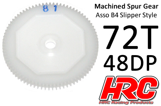 HRC Racing - HRC74872B4 - Spur Gear - 48DP - Low Friction Machined Delrin - Associated Off Road Slipper - 72T