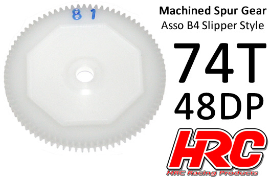 HRC Racing - HRC74874B4 - Spur Gear - 48DP - Low Friction Machined Delrin - Associated Off Road Slipper - 74T