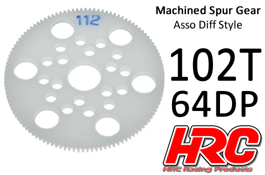 HRC Racing - HRC764102A - Spur Gear - 64DP - Low Friction Machined Delrin - Diff Style - 102T