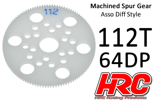 HRC Racing - HRC764112A - Spur Gear - 64DP - Low Friction Machined Delrin - Diff Style - 112T