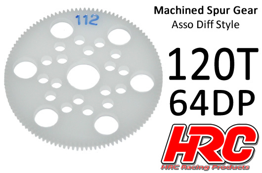HRC Racing - HRC764120A - Spur Gear - 64DP - Low Friction Machined Delrin - Diff Style - 120T