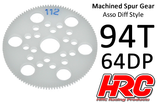 HRC Racing - HRC76494A - Spur Gear - 64DP - Low Friction Machined Delrin - Diff Style -  94T