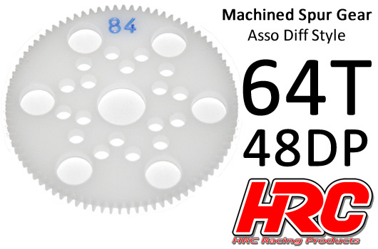 HRC Racing - HRC74864A - Spur Gear - 48DP - Low Friction Machined Delrin - Diff Style -  64T
