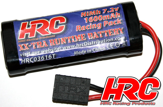 HRC Racing - HRC03616T - Accu - 6 Eléments - RC Car Micro - NiMH - 7.2V 1600mAh - prise TRX 93x35x19mm