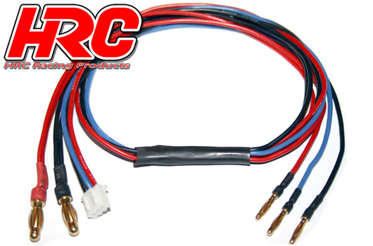 HRC Racing - HRC9156 - Câble de charge - 4mm Bullet à prise 2mm & Balancer JST pour accu Hardcase - Gold
