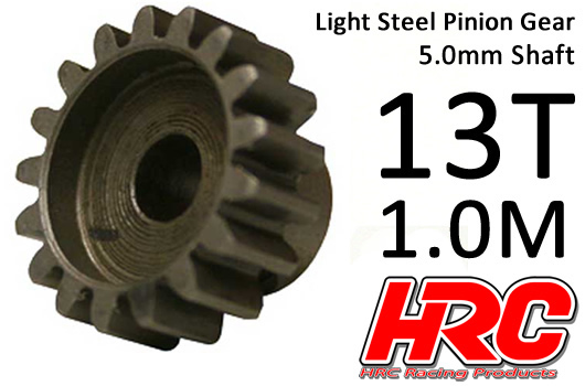HRC Racing - HRC71013 - Pinion Gear - 1.0M / 5mm Shaft - Steel - Light - 13T