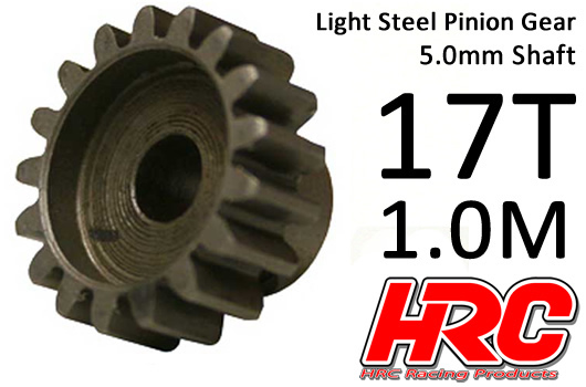 HRC Racing - HRC71017 - Pinion Gear - 1.0M / 5mm Shaft - Steel - Light - 17T