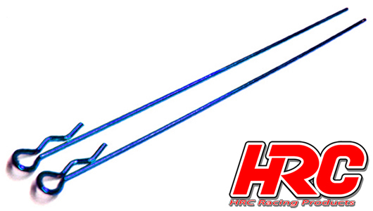 HRC Racing - HRC2070BL - Karosserieklammern - 1/10 - Lang - Klein Kopf - Blau (10 Stk.)
