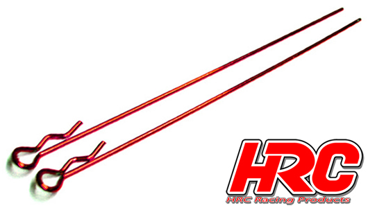 HRC Racing - HRC2070RE - Clips de carrosserie - 1/10 - longs - petite boucle - Rouge (10 pces)