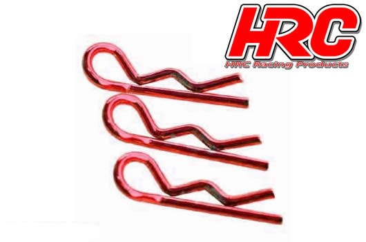 HRC Racing - HRC2071RE - Clips de carrosserie - 1/10 - courts - petite boucle - Rouge (10 pces)