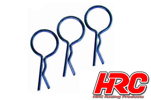 HRC Racing - HRC2072BL - Clips de carrosserie - 1/10 - courts - large boucle - Bleu (10 pces)
