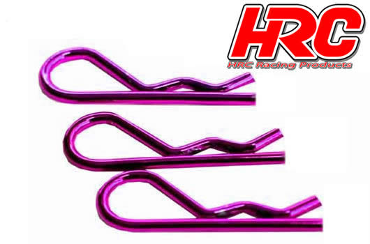 HRC Racing - HRC2073PU - Clips de carrosserie - 1/8 - courts - petite boucle - Purple (10 pces)