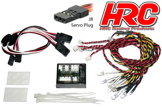 HRC Racing - HRC8701 - Set d'éclairage - 1/10 TC/Drift - LED - Prise JR - Set pour voiture complète - Controlé par l'émetteur