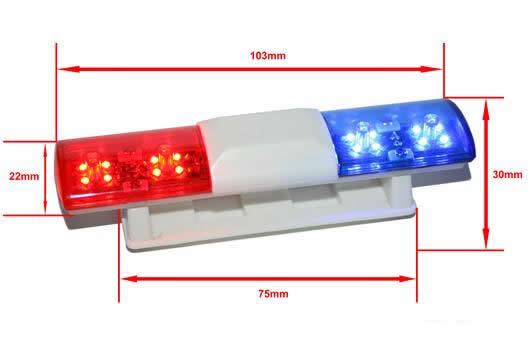 Set di illuminazione - 1/10 TC/Drift - LED - JR Connetore - Barra di tetto Polizia V1 - 6 mode di lampeggiamento (Blu / Rosso)