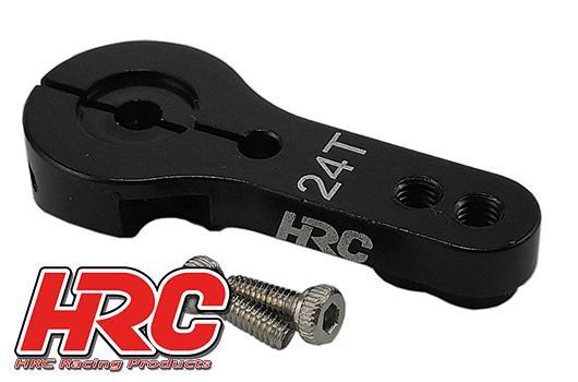 HRC Racing - HRC41102B - Palonier de servo - Pro - Type Aluminium Clamp - Simple - 24D (Hitec) Noir