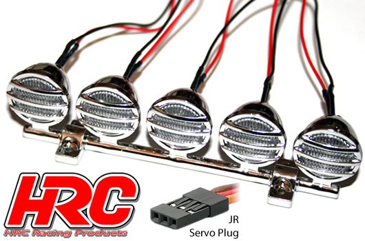 HRC Racing - HRC8721 - Light Kit - 1/10 or Monster Truck - LED - JR Plug - Roof or bumper Light Bar (chrome mounts included)