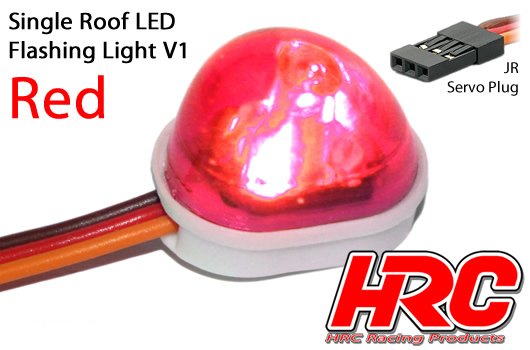 HRC Racing - HRC8736R - Light Kit - 1/10 TC/Drift - LED - JR Plug - Single Roof Flashing Light V1 - Red