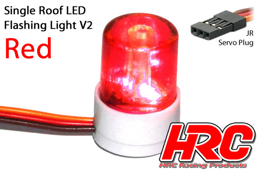 HRC Racing - HRC8737R - Light Kit - 1/10 TC/Drift - LED - JR Plug - Single Roof Flashing Light V2 - Red