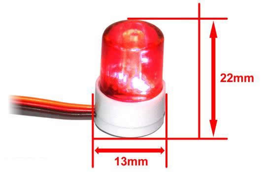 Light Kit - 1/10 TC/Drift - LED - JR Plug - Single Roof Flashing Light V2 - Red