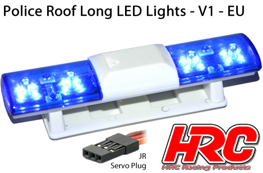 Light Kit - 1/10 TC/Drift - LED - JR Plug - Police Roof Long Lights V1 - 6 Flashing Modes (Blue / Blue)