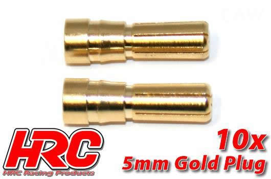 HRC Racing - HRC9005M - Connector - 5.0mm - Male (10 pcs) - Gold