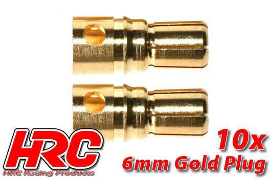 HRC Racing - HRC9006M - Connector - 6.0mm - Male (10 pcs) - Gold