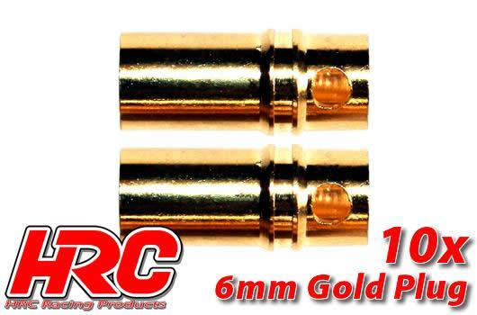 HRC Racing - HRC9006F - Connector - 6.0mm - Female (10 pcs) - Gold