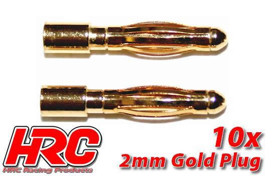 HRC Racing - HRC9002M - Connettori - 2.0mm - maschi (10 pzi) - Gold