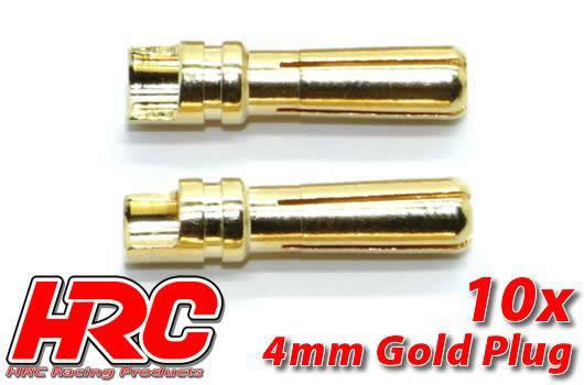 HRC Racing - HRC9004M - Connector - 4.0mm - Male (10 pcs) - Gold