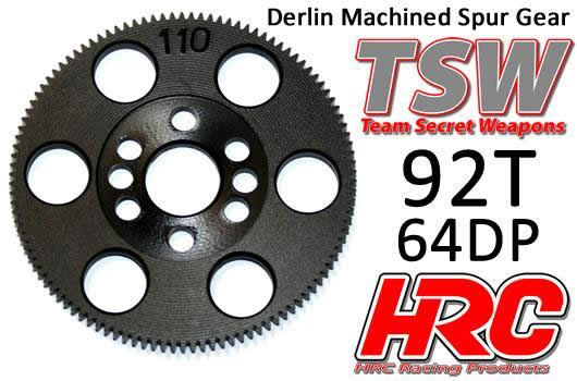 HRC Racing - HRC76492T - Spur Gear - 64DP - Low Friction Machined Delrin -   92T