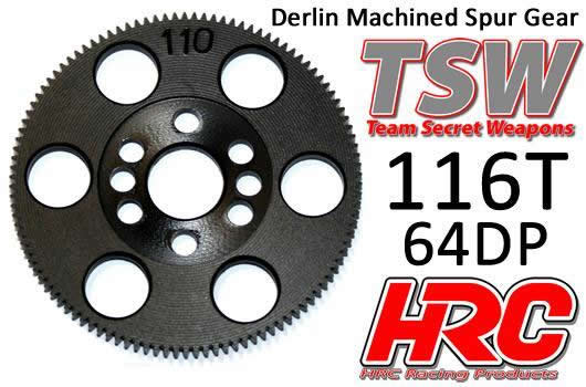 HRC Racing - HRC764116T - Corona - 64DP - Low Friction Machined Delrin - 116T