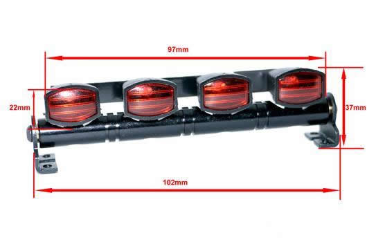 Light Kit - 1/10 or Monster Truck - LED - JR Plug - Roof Light Bar - Type A Red