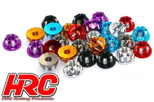 Wheel Nuts  - M4 serrated flanged - Aluminum - Red (4 pcs)