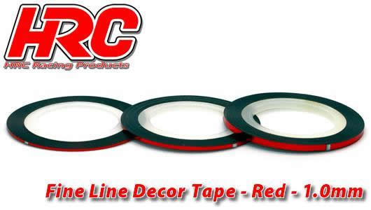 HRC Racing - HRC5061RE10 - Feines Liniendekor-Klebeband - 1.0mm x 15mm - Rot Metallic (15m)