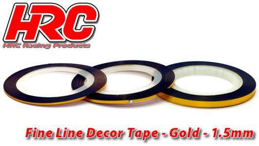 HRC Racing - HRC5061GD15 - Feines Liniendekor-Klebeband - 1.5mm x 15m - Gold Metallic (15m)