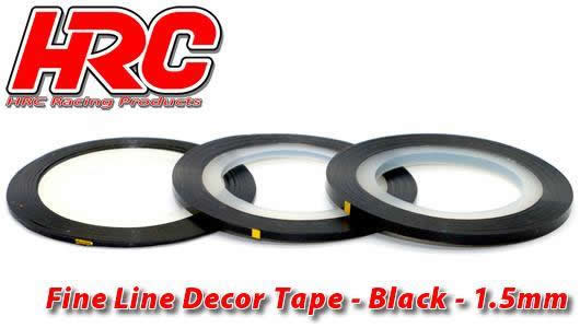 HRC Racing - HRC5061BK15 - Ligne de déco fine et autocollante - 1.5mm x 15m - Noir (15m)