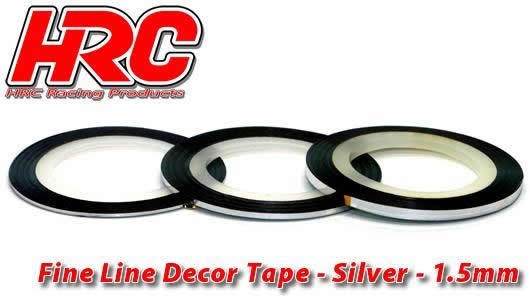 HRC Racing - HRC5061SL15 - Fine Line Decor Tape - 1.5mm x 15m - Silver (15m)