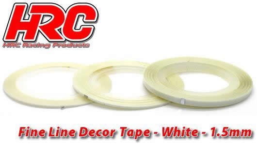 HRC Racing - HRC5061WH15 - Fine Line Decor Tape - 1.5mm x 15m - White (15m)